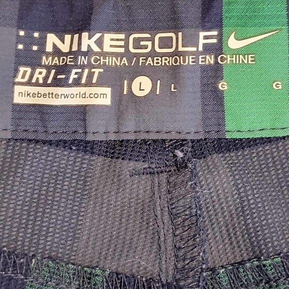 Nike Golf Shorts Boys Large Green Blue Plaid Dri Fit Tour Performance 11” - Picture 8 of 11